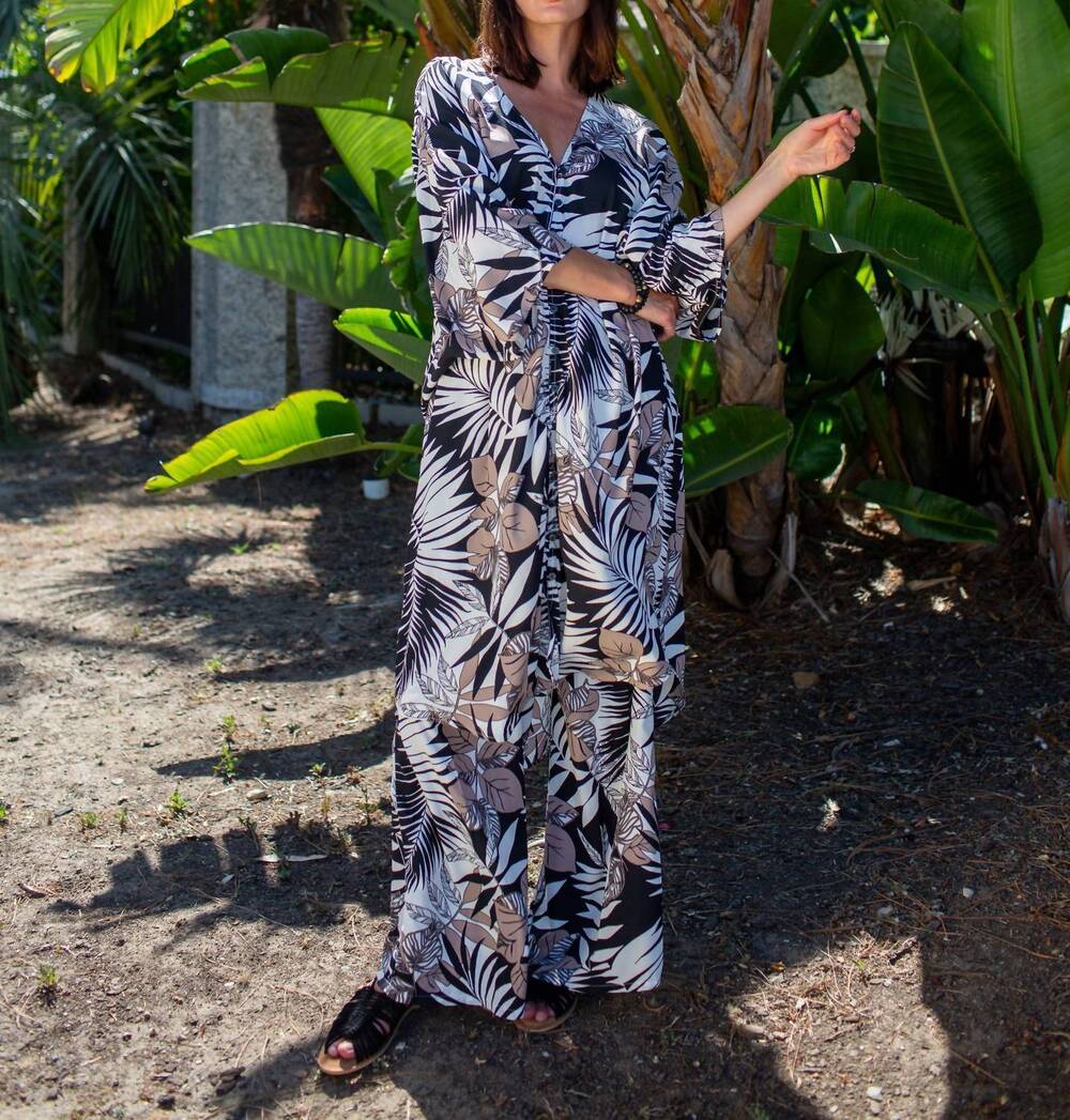 NEW JENNAFER GRACE santiago noir tunic caftan set in white, black, beige